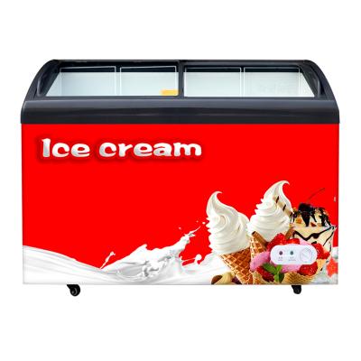 China Mini Small Supermarket Single-temperature Ice Cream Chest Freezer Refrigerator Glass Door Display for sale