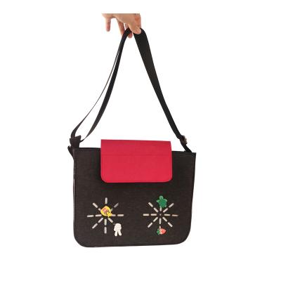 China Brand new high quality fashionable classic fashionable design felt tote promotion bag with DIY decor lady handbag warm bags for winter and spring for sale