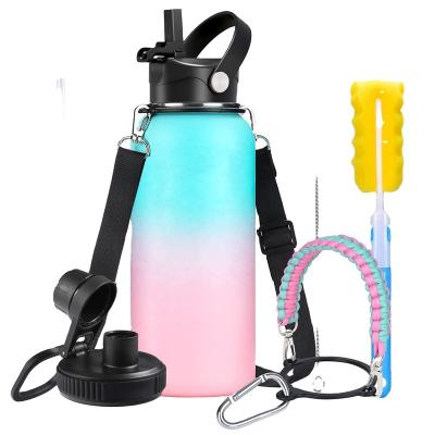 China Double Wall Stainless Steel Wide Mouth Vacuum Stocked Sport Drinking Insulated 32oz Water Bottle With Straw Lid for sale