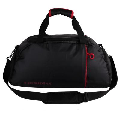 China Unisex Fashion Black Ripstop Duffel Bag Sports Gym Bag Backpack Multifunctional Duffel Bag for sale