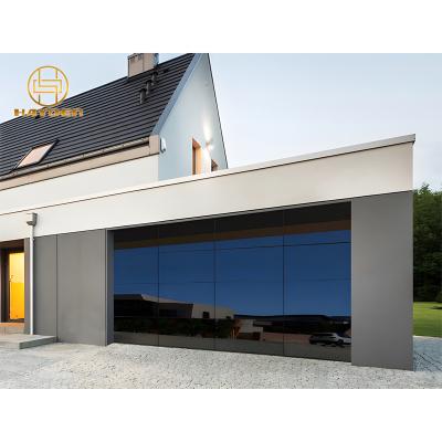 China Frameless tempered modern commercial glass doors windproof aluminum alloy clear glass garage door for homes for sale