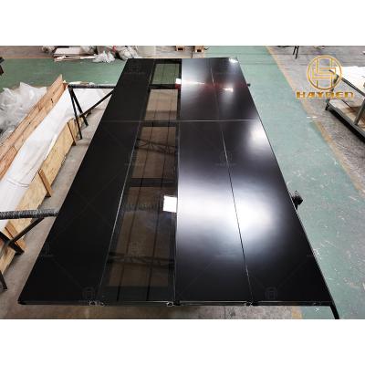 China Hot Sale Customized Frameless Aluminum Composite Garage Door Tempered Glass Panel Automatic Sectional Garage Door Black Color Windproof for sale