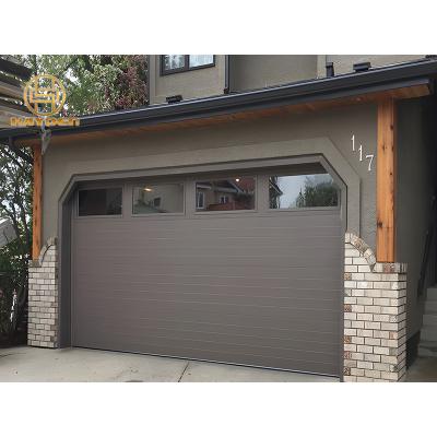 China Heat Insulation Suede Grain Steel Automatic Sectional Garage Door With Perspective Windows for sale