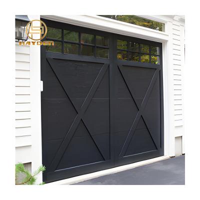 China Heat Insulation Wooden Strip Decorative Color Steel Garage Overhead Sectional Door for sale