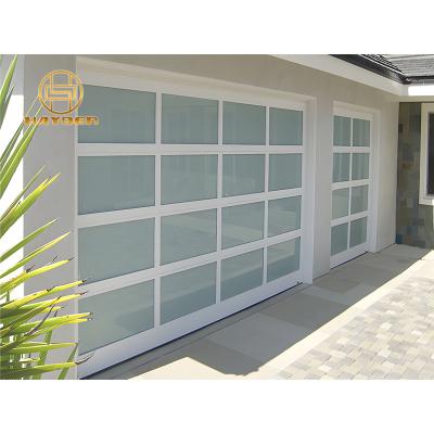 China Aluminum Frame Windproof Frosted Glass Panel Garage Glass Door for sale