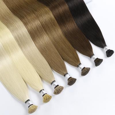 China Wholesale Raw Remy Virgin Human Hair 100% Straight I Tip Hair Extensions Cuticle Lined Double Drawn I-Tip Hair 20 Inches Russian Itip for sale