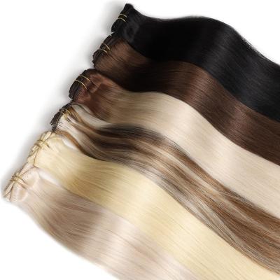 China Straight Blonde Human Hair Extensions Clip In Double Weft 22 Inch Brazilian Ombre Virgin Human Hair 100% Remy Hair Clip In Hair Extension for sale