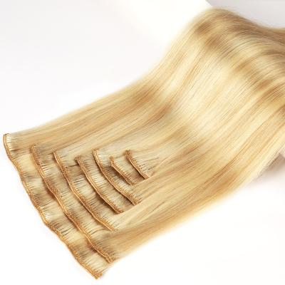 China Straight Seamless Clip In Invisible Hair Extension 20 Weft Doubles 100% Human Remy Hair Tape Invisible Clip In Hair Extensions Cuticle Aligned for sale