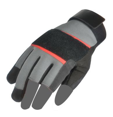 China Best Quality Mechanical Work Tools OEM Mechanic Leatherette Gloves Synthetic Leather Two Finger for sale