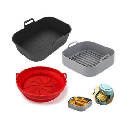 China Viable Square Air Fryer Silicone Liners 8.3 Inch Reusable Silicone Pot Airfryer Inserts Silicone Baking Tray for sale