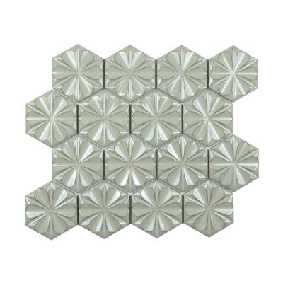 China Kitchen Gray Fambe Hexagonal Mold Wall Decoration Ceramic Mosaics Wall Tiles for sale