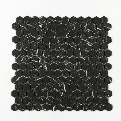 China Cheap Full Body Black Marble Glass Stone Home Mosaic Tile Price White Glass Mosaic Stone Mosaic for sale