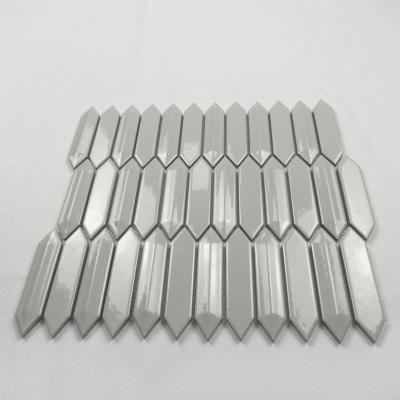 China Light Gray Glossy Kitchen Arrow 3D Mosaic Tiles Mosaic Home Wall Tiles Decorative 3D Tiles for sale