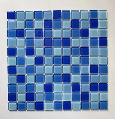 China Competitive Sale Blue Glossy Outdoor Swimming Pool Mosaic Foshan Glass Tile Swimming Pool For Swimming Pool Projects for sale