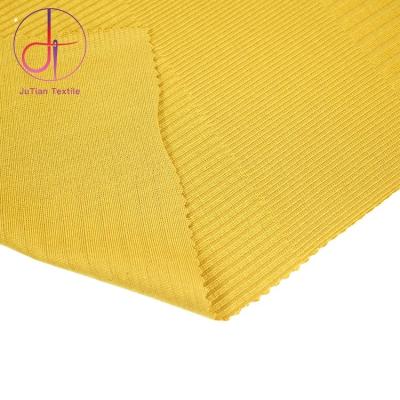 China Hot Sale Anti-Static 32S Knit TR Polyester Rayon Spandex 2x2 Rib Fabric For Clothing for sale