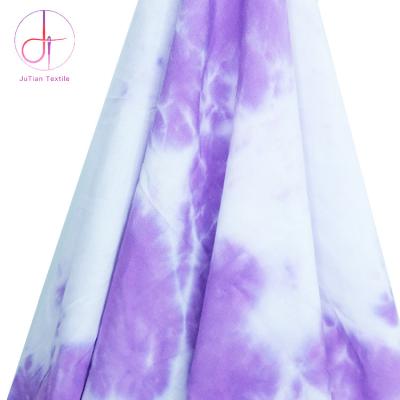 China Anti Pill in Tied Dye Soft Purple Viscose 100% Rayon Fabric Low MOQ Stock High Quality Fashion for sale