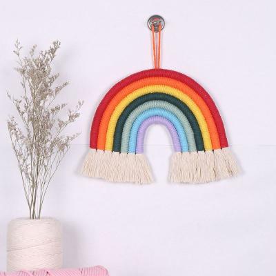 China Minimalist Rainbow Macrame Wall Hanging Decor Wall Decor Wedding Cotton Wall Hanging for sale