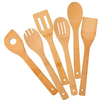 China Sustainable Reusable Bamboo Spatula Spoon Kitchen Tools Silicone Home Frying Cookware Set In China for sale