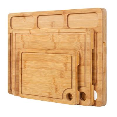 China Small/medium/large size disposable promotional premium natural bamboo cutting grooves and deep cutting boards set of 3 for sale