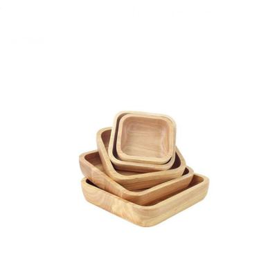 China Disposable Factory Custom Wooden Salad Serving With Kitchen Food Fruit Square Bowls Sets for sale