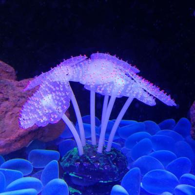 China Viable Hot Silicone Fluorescent Coral Aquarium Ambient Decoration Transparent Aquarium Sale Anemone for sale