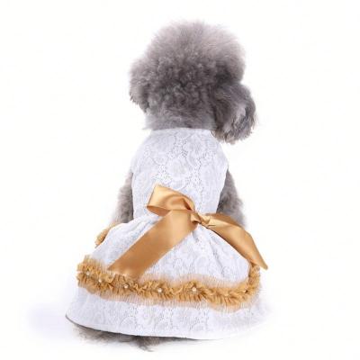 China Fashionable Birthday Party Decor Stocked White Bowknot SJ1194 Dog Apparel Dress Up Polyester Dog Apparel for sale