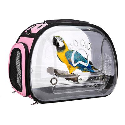 China Parrot Pet Bag Transparent Portable Outing Bag Foldable Breathable Travel Carrying Bag for sale