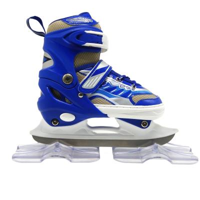 China Pp+steel 2022 professional high quality cheap factory adjustable ice hockey skate for kids for sale