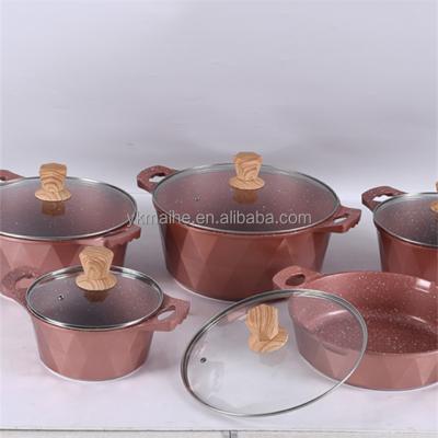 China Sustainable hot sale 10pcs die cast aluminum casserole cookware sets for sale