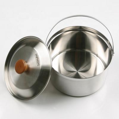 China Sustainable hot sale 6pcs camping pot with ss spare parts stainless steel cookware set for sale