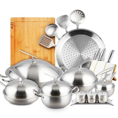 China 26pcs Sustainable Whole Stainless Steel Cookware Set With SS Spares And Soup Utensils Other Cookware for sale