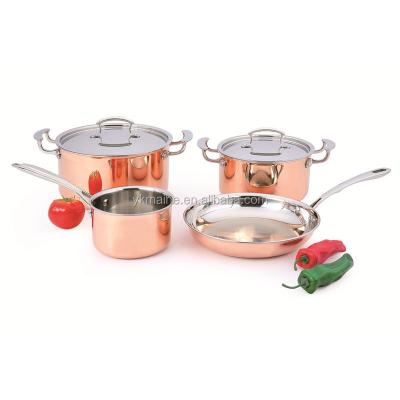 China Contemporary 6pcs stainless steel cookware set with copper for sale