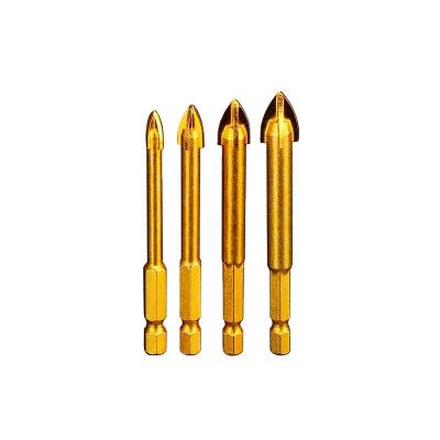 China MeiKeLa 1/4 Shank Carbide Glass Ceramic Hexagonal Tip Triangular Cross Head Tile Drill Bit for sale