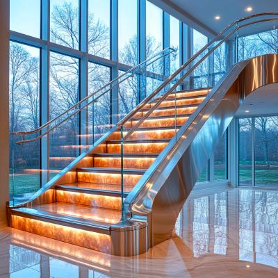 China Stylish PVD Stainless Steel Handrails with 6mm Side Steel Thickness for Glass Applications for sale