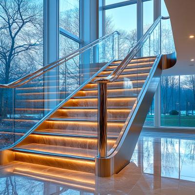 China Sophisticated Stainless Steel Handrails with 1050mm Height for Glass Staircases for sale