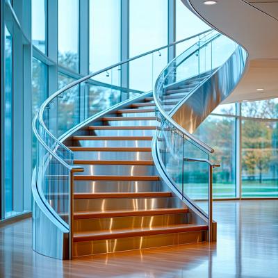 China Modern PVD Coated Stainless Steel Handrails with Flat Saddle for Glass Railings for sale