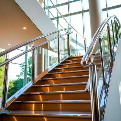 China High-Performance Stainless Steel Handrails with Crystal Accents for Glass Railing Systems for sale