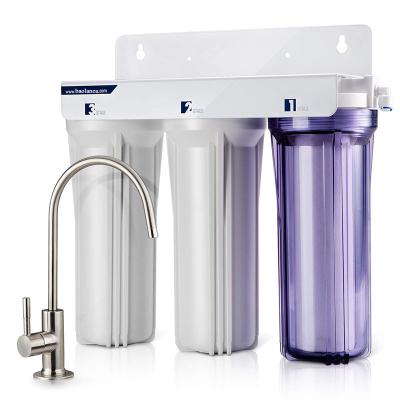 China High-effiency Custom Kitchen Under Sink 10 Inch 3 Stage House Sediment Whole Carbon Water Filter System for sale