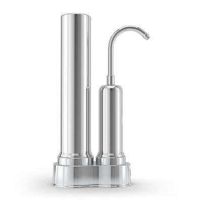 China Hotel Carbon 304 Stainless Steel Kitchen Countertop Faucet Purifier Portable Mineral Ceramic Faucet Mounted Water Filter for sale