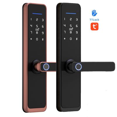 China 35-120MM Wifi TUYA SMART Fingerprint Lock with manual key puerta inteligente Para cerradura hotel push smart door lock for sale