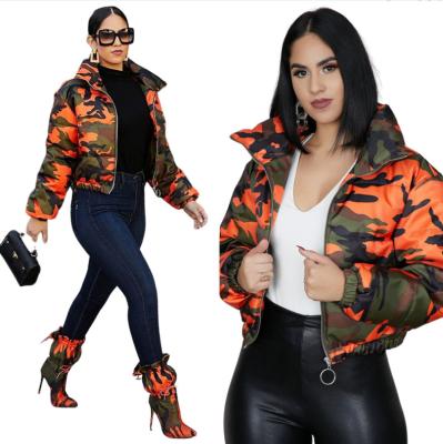 China Breathable Winter Clothes Thick Women's Casual Zipper Up Bottom Coats Stylish Cardigan Camouflage Down Stripper Jacket For Ladies for sale