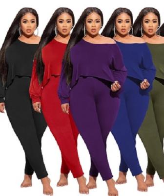 China Plus Size Women's Anti-pilling Clothing Pants Set Women Casual Irregular Long Sleeve Crop Top Cold Sets For Women for sale