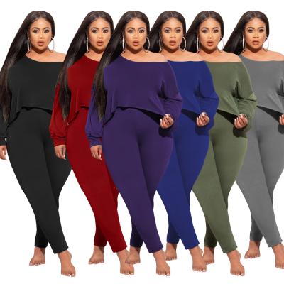 China Anti-wrinkle fall 2021 long sleeve crop tops plus size pants set women african clothes fall two piece set for sale