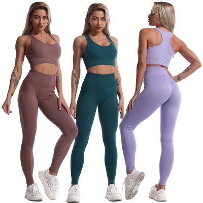 China Summer Autumn Breathable Clothing For Women Yoga Bra Pants Gaiters Sets Fitness Sports Running Custom Clothes Women Yoga Suit for sale