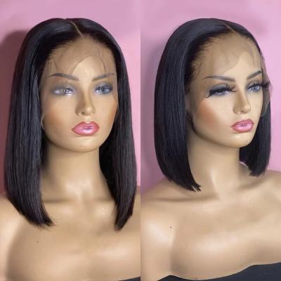 China Natural Fit Fashion Women Mid Length Bobo Hair Trendy African Synthetic Hair Straight Wigs Long for sale