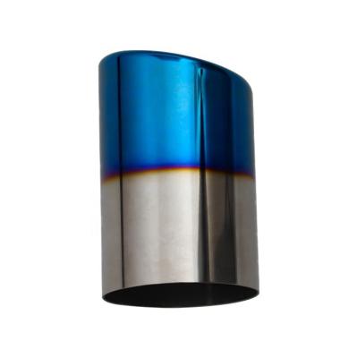 China Increase Horsepower And Speed ​​Universal 4 Inch Weld Tip 304 Titanium Blue Burned Exhaust Muffler 2.5 Inlet Exhaust Tip for sale