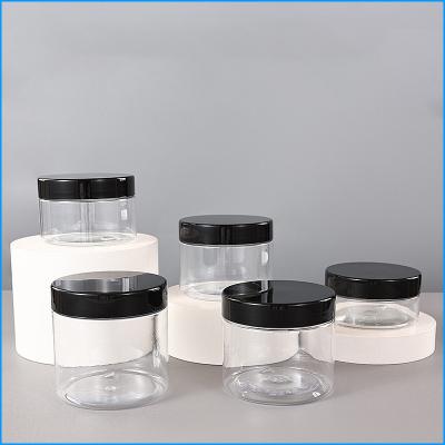 China Guangzhou cosmetic clear plastic cosmetic jars with lids 4 oz black clear pet 8 oz plastic jars for sale