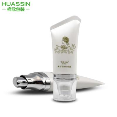 China Cosmetics Oval Tube For Cosmetics Skin Care Cream With Pump Head for sale