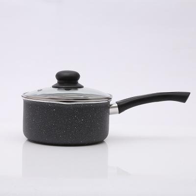 China Marble Coated Non-Stick Aluminum Alloy Sauce Soup Milk Pan With Bakelite Handle for sale