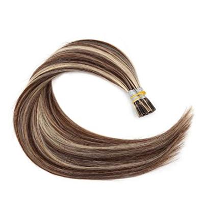 China Brown stragiht hair 1 gram i tip hair extensions raw silk virgin hair extensions straight for sale